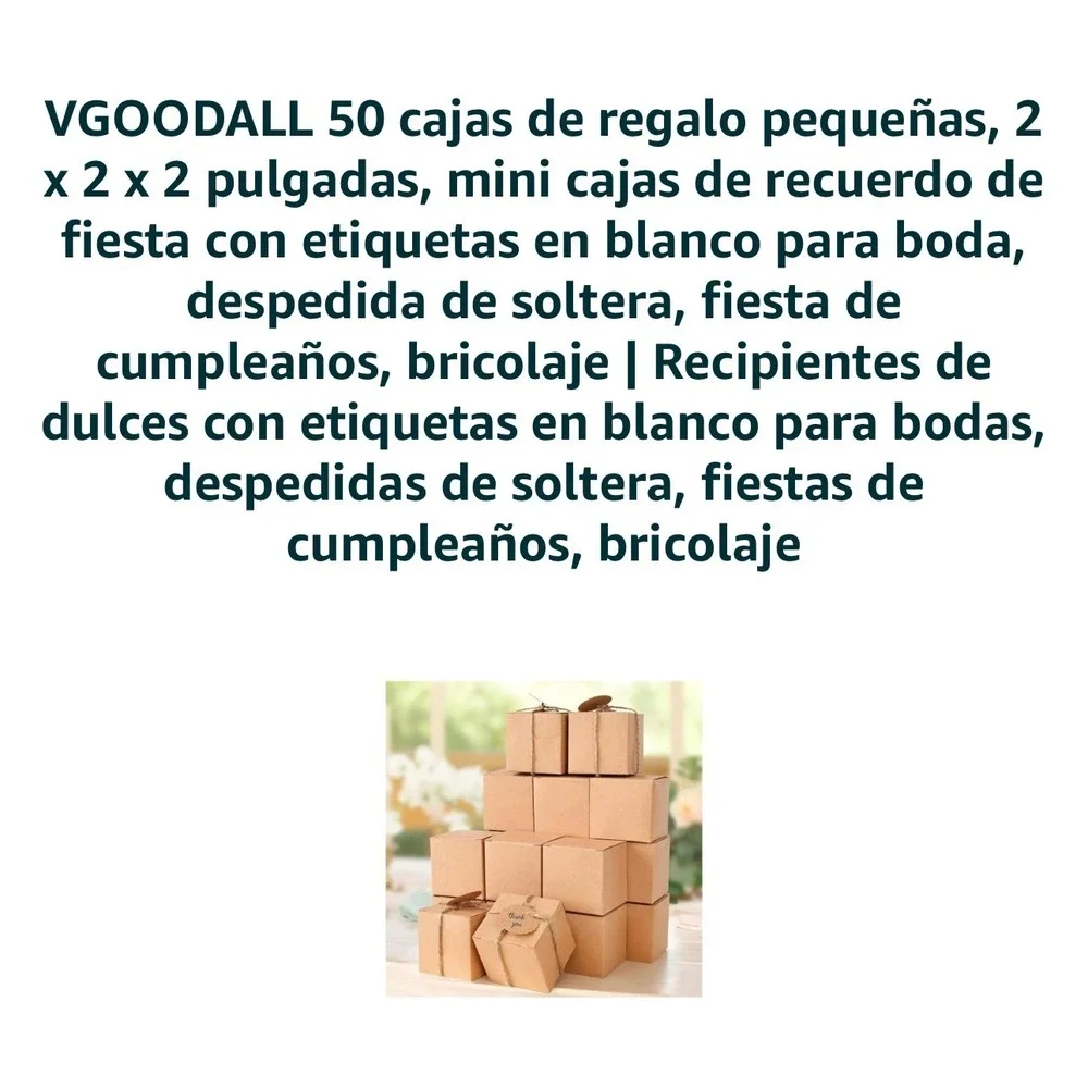 VGOODALL 50 Pack Small Kraft Gift Boxes 2x2x2 Mini Party Favor Boxes with Tags